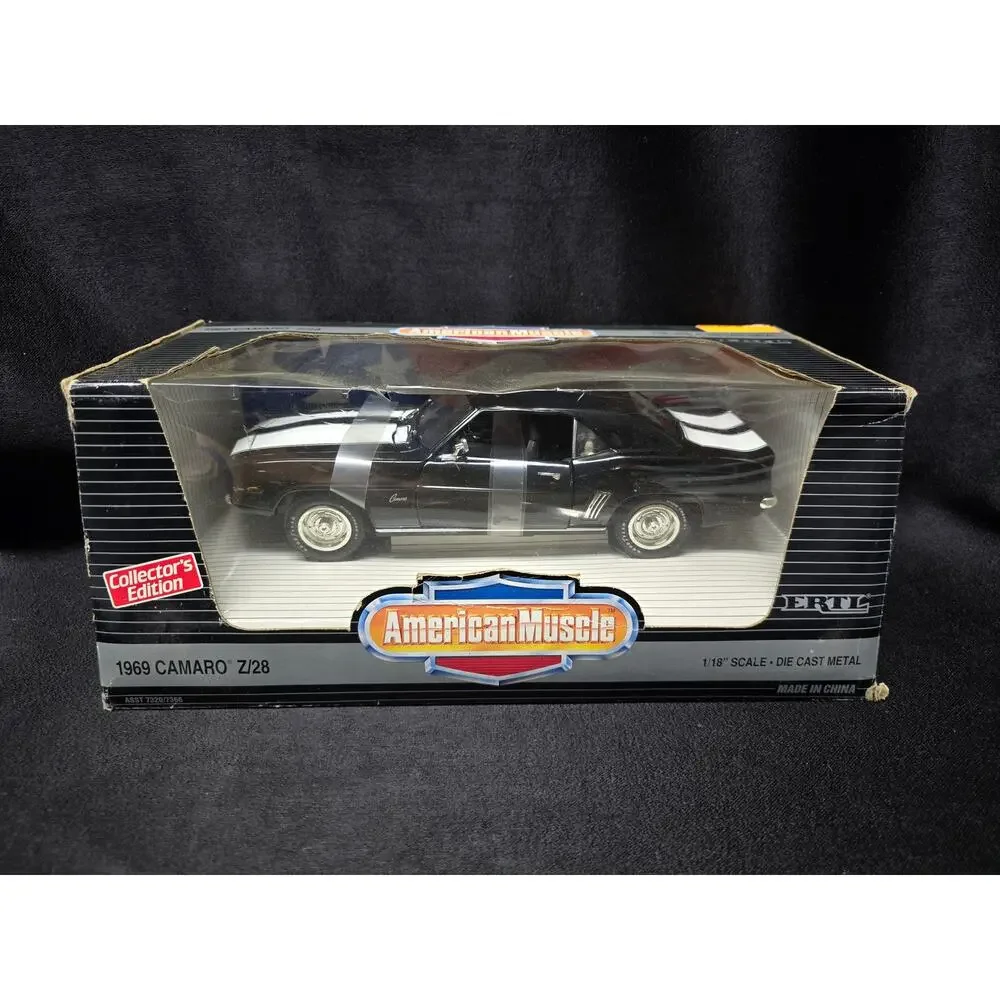 ERTL American Muscle '69 Black Chevy Camaro Z/28 1/18 Scale Die Cast Metal Car